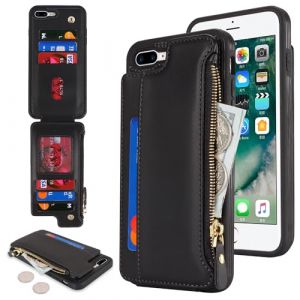 SailorTech Etui pour iPhone 7 Plus &Eacute;tui avec Porte-Cartes de cr&eacute;dit, Housse pour iPhone 8 Plus &Eacute;tui &agrave; Fermeture &eacute;clair Portefeuille avec Fentes pour Cartes de cr&eacute;dit-Noir (Sailor-Tech, neuf)