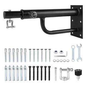 Supaway Support Mural de Sac de Frappe Ajustable (44-66 cm) avec Crochet Silencieux à 360° – Inclut 3 Types de vis de Fixation Murale pour Salle de Sport à Domicile, Capacité: 50-150 kg (Tube Rond) (HUCI, neuf)