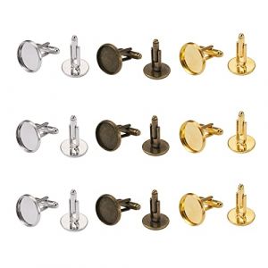 Pandahall Lot de 18 boutons de manchette ronds vierges en laiton pour homme, cabochon vierge, cadre pour homme, smoking, chemise, tissu, cadeau de p&egrave;re, couleurs m&eacute;lang&eacute;es, Laiton (Pandahall Jewelry EU, neuf)