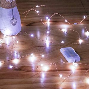 Guirlandes Lumineuses à Piles, 4 Paquet Mini 3*AAA Alimenté par Pile Fil de Cuivre Led Lumières de Luciole pour Chambre, Jardin, NoëL, Mariage, Intérieur, Exterieur, Fête, Décoration (5M Blanc Froid) (JYD-EUP, neuf)