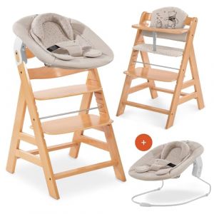 hauck Chaise Haute Bébé Alpha Plus Newborn Set - Évolutive dès Naissance, Transat Nouveau-Né, Coussin d'Assise et Réducteur - Naturel Winnie L'Ourson (babyartikel-de, neuf)
