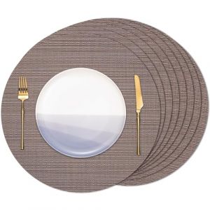 Banchif Set de Table Rond Lot de 8, Fait en Vinyle Lavable Napperons pour Cuisine ou pour Table à Manger Résiste à la Chaleur Dessous de Table Antidérapant Lavable 38 CM de Diamètre (Banchif, neuf)