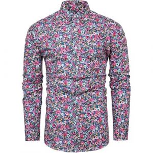 Chemise florale pour homme - Chemise &agrave; manches longues - Chemise &agrave; fleurs - Button Down - Chemises d&eacute;contract&eacute;es - Chemise vintage - Chemise disco - Chemise r&eacute;tro - Chemise &agrave; motifs Paisley - Chemises (vauys, neuf)