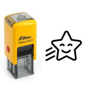 Tampon &eacute;toile qui sourit | 11mm | Cachet encreur astre smiley | Little Star ink stamp (TAMPON24-FR, neuf)