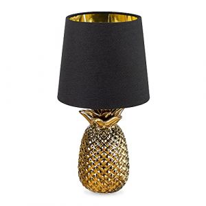 Navaris Lampe LED Forme Ananas - Lampe de Chevet et Veilleuse Design 35 cm en Forme d'Ananas - Lampe de Table Décorative Salon Chambre - Or/Noir (KW-Commerce, neuf)