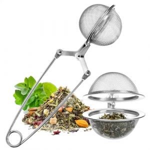Wilhelm Sell® Passoire à thé en acier inoxydable - infuseur à thé en forme de boule - pince à filtre facile à nettoyer pour thé en vrac, épices et herbes - filtre à thé à mailles fines (1 pièce) (COM-FOUR  Vertriebs GmbH, neuf)