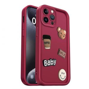 PanXCase Coque pour Xiaomi Redmi Note 12 Pro Plus - &Eacute;tui 3D Ourson Sourire Motif D&eacute;sign Cute Silicone, Protection Cam&eacute;ra Filles Femmes Antichoc Housse (Wine Red) (PanXuan, neuf)