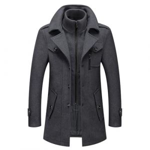 Manteau d'hiver en Veste 3/4 Pour Homme Trench Coat Classique Parka Chaud Manteaux Chaude en Laine Avec Revers D&eacute;contract&eacute; Caban Slim Fit &Eacute;l&eacute;gant Business D&eacute;contract&eacute;e (FEMME VOGUE, neuf)