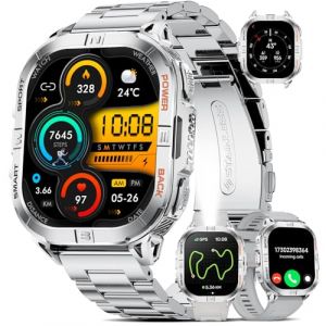 Montre Connect&eacute;e Homme GPS avec Boussole: 2.13" Smartwatch Barom&egrave;tre Altim&egrave;tre Appel Bluetooth 600mAh Batterie Fr&eacute;quence Cardiaque SpO2 Sommeil 120+ Mode Sport &Eacute;tanche Fitness Tracker pour Android iOS (Xiaxin shop, neuf)