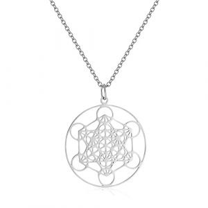 RWQIAN Réglable Archange Bague et Metatron Pendentif Archange Acier Inoxydable Sacré Anneau Archange Creux Fleur de Vie Bijoux Cadeau Femme/Fille (MTJewelry Fr, neuf)