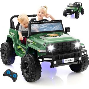 GOPLUS Voiture Electrique Enfants 2 Places 24V avec T&eacute;l&eacute;commande 2,4G, 4x4 Electrique Enfants avec Vitesse 2,6-6k/h, Klaxon et Affichage, Lumineuse Charge 35KG pour Enfant 3-8 Ans (Vert) (Augenstern24, neuf)