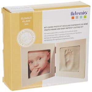 Artemio 13040008 Kit Moulage Empreinte de Bébé et Cadre Photo Bois, Blanc, 13,5 x 4,5 x 16 cm (Ponera, neuf)