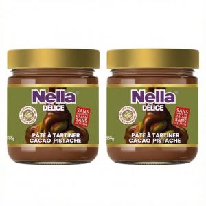 P&acirc;te &agrave; Tartiner Cacao Pistache - 200 g &ndash; Recette Artisanale &ndash; Cr&egrave;me &agrave; Tartiner aux &Eacute;clats de Pistache Sans Huile de Palme, Sans Conservateurs ni Ar&ocirc;mes Artificiels (Lot 2, sans Kada&iuml;f Kunafa) (ASTREA HOME, neuf)