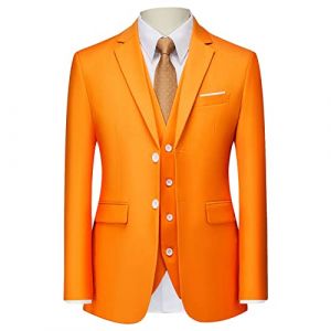Veste de Costume Slim Fit L&eacute;g&egrave;re pour Homme Blazer d'affaires de Couleur Unie &agrave; 2 Boutons Manteaux de Sport D&eacute;contract&eacute;s Quotidiens pour F&ecirc;te de Mariage (Orange,6XL) (Huabaohua[7-12 Deliverly], neuf)