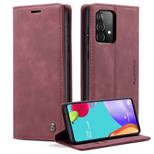 Phernykas Coque pour Samsung Galaxy A52 5G/4G/A52S 5G &Eacute;tui Wallet Cover, Housse Flip en Cuir Premium PU Portefeuille Case, [Fentes pour Cartes][Magn&eacute;tique][Antichoc] [Kickstand] Housse A52 Case, Rouge (Phernykas, neuf)