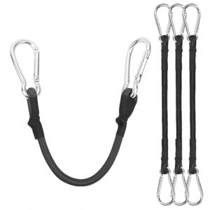 LangRay Tendeurs Elastique vec Crochets, Cordon Élastique avec Mousqueton, Sangle Sandow Elastique Tendeurs de Fixation pour Bâches Tente Bagages Voile d'ombrage Vélo, Noirs (4pcs 30cm) (LangTek, neuf)