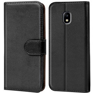 Verco Coque pour Samsung Galaxy J7 (2017), Housse Portefeuille pour Galaxy J7 (2017) Etui en Cuir Synth&eacute;tique Fonction Stand Case (J730), Noir (ATS-Discounter, neuf)