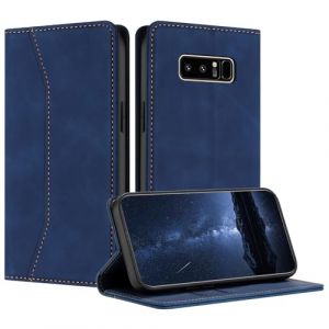Mo-Beauty Coque Compatible avec Samsung Galaxy Note 8, Etui Protection Housse en Cuir PU, Pochette Flip Case Porte Carte Magnétique Étui pour Samsung Note 8(Bleu) (Mo-Beauty EU Store, neuf)
