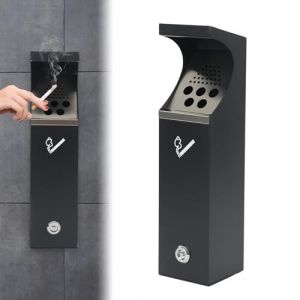 Inscrip Cendrier mural, récipient pour mégots de cigarettes, en tôle galvanisée, poubelle murale avec clé, perche à fumer, pour extérieur, appartement, jardin, terrasse, restaurants, hôtel (C) (inscripted, neuf)