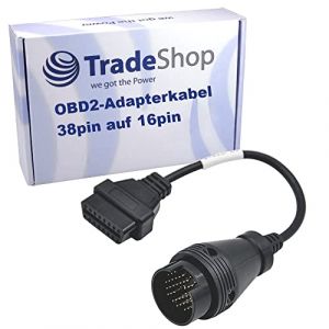 Trade-Shop OBD2 Câble adaptateur de diagnostic 38 broches mâle vers 16 broches compatible avec Autocom VCI CDP/CDP+, Delphi DS150 DS150E, TCS CDP (pro), compatible avec Autel, Launch (Trade Shop, neuf)