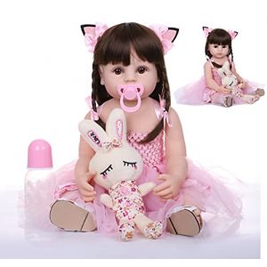 ZIYIUI R&eacute;aliste Poup&eacute;e Reborn B&eacute;b&eacute; 22 Pouces 55cm Bebe Reborn Fille Silicone Plein Corps Poupon Reborn Vrai Nouveau-n&eacute; b&eacute;b&eacute; Cadeau de No&euml;l Jouet Convient &agrave; partir de 3 Ans (111TYR, neuf)
