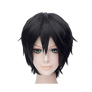 Sword Art Online Kazuto Kirigaya Kirito Anime Cosplay Wig Black Short Fluffy Layered Hair Wigs (good stuff A, neuf)