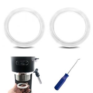 HAFRILY Lot de 2 joints d'étanchéité de rechange avec outils d'installation pour Delonghi EC685 EC680 EC695 EC820 EC850 EC860 EC9335M EC9355M EC9665M SMEG ECF01 (2 pièces, blanc) (ErMuQian, neuf)