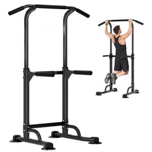 DlandHome Barre de Traction sur Pied Ajustable Dips Musculation Tower Station de Tractions Chaise Romaine Dips Traction abdominaux, accoudoirs, Fitness (FLASHBUY TRADE S.R.L., neuf)