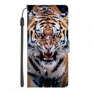 EuoDuo Coque pour WIKO Y81 &Eacute;tui Rabattable Motif Tigre Marron Housse Portefeuille en Cuir PU T&eacute;l&eacute;phone Portable Folio Case avec Porte-Carte Magn&eacute;tique Protection (VLQI, neuf)