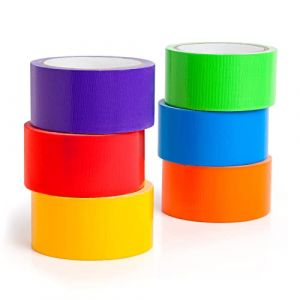 Lot de 6 rouleaux de ruban adhésif coloré de qualité supérieure - 50 mm x 13,7 m x 8,3 mm - Bleu violet jaune orange vert rouge (ATOYT, neuf)