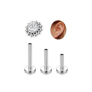 Adramata G23 Titane Piercing Helix Tragus Hypoallerg&eacute;nique Labret Levre Filetage Interne Monroe Medusa Petit CZ Oreille Conch Or Argent (jjccui, neuf)
