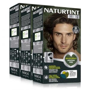 Naturtint Men | Coloration Permanente Sans Ammoniaque Spéciale Hommes | Couverture à 100% des Cheveux Blancs | Cheveux et Barbe | Ingrédients Naturels | 5N Châtain Clair | Pack de 3 (LABORATORIOS PHERGAL, S.A., neuf)