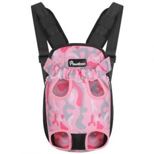 Pawaboo Sac de Transport de Voyage Sac &agrave; Dos de Transporteur Ventral Poitrine pour Petit Chien Chiot Chat pour Traveling Hiking Camping etc, Extra Large, Camouflage Rose (Joiel EU, neuf)