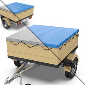 Tarpofix® Bâche protection plate 140 x 105 x 7,5 cm avec corde de bâche - Bâche de remorque renforcée en PVC - Bache pour remorque divers modèles de remorques de voitures de 350kg & 500kg FP DDR (CD_Commerce, neuf)