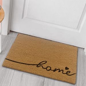 CARPETIA Paillasson en Coco Durable | antibactérien | Design Simple cœur Beige Brun, 60x90 cm (Carpetia, neuf)