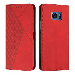 KOUYI Coque pour Samsung Galaxy S7, Premium Flip Housse &Eacute;tui Protection Rabat Clapet Portefeuille Phone Cover Magn&eacute;tique [Porte Cartes] Antichoc B&eacute;quille Cover (Rouge) (Kouyi EU Store, neuf)