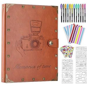 ZEEYUAN Album Photo Scrapbooking Rivets Livre Photo Vintage de 60 Pages de Recharge à Coller avec12 Stylos, 12 Feuilles Autocollants Stickers Cadeau pour Noël la fête des mères (UK ZeeYuan, neuf)