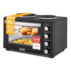 TZS First Austria - Mini-Four avec plaques de cuisson 30L 3200 W - Four à pizza jusqu'à 230°C et 6 modes de chauffage - Four multifonction avec 4 hauteurs d'insertion et accessoires de haute qualité (TZS First E Commerce GmbH, neuf)