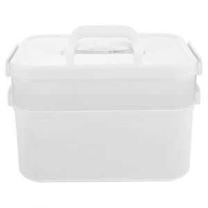 SOIMISS Bo&icirc;te &agrave; Outils de Manucure Portable Blanche Coffret de Rangement Double Couche en Plastique PP Poign&eacute;e Ergonomique et Compartiments Amovibles pour Salon et Usage Professionnel (Star-wish, neuf)