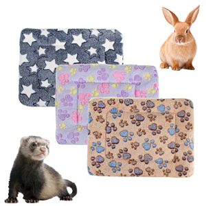BundleMall – Lot de 3 lits en polaire pour petit animal, chauds et moelleux, tapis de couchage pour chaton, lapin, chinchilla, écureuil, hérisson (taille L : 48 x 30 cm, I) (BundleMall, neuf)