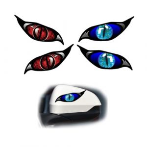 Mauvais œil Autocollant Voiture, 2 Paires Autocollant réfléchissant 3D mauvais yeux, Autocollants Moto, Iris Vinyl Drone Casque Moto Autocollant Voiture, pour voiture moto casque rouge scooter (Gobfar store, neuf)