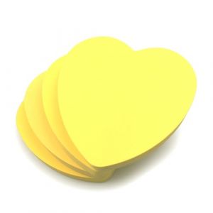 Evergreen Goods Lot de 4 blocs de notes adh&eacute;sives amovibles en forme de c&oelig;ur Jaune fluo 100 feuilles par bloc 7,6 x 7,6 cm (Evergreen Goods Ltd, neuf)