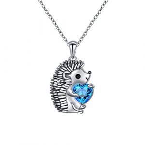 Flyow Parure de bijoux h&eacute;risson en argent sterling 925 avec collier et boucles d'oreilles pour femme et fille - Cadeau animal mignon, 18 Zoll Kettenl&auml;nge, Argent sterling, Zircone cubique (SilverSun Jewelry, neuf)