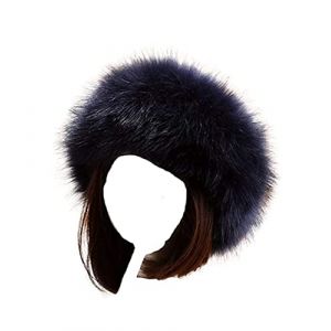 XIXIMAON Chapka en Fausse Fourrure Femme Style Russe Toque Chapeau d'hiver Épais et Chaud Bonnet Polaire Casquette Mode Élégant pour Ski Plein Air (Taille Unique, Bleu Marine) (qiyuesheng, neuf)