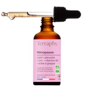 TERRAPHY - Cure M&eacute;nopause 30 jours Champignons Adaptog&egrave;nes - Reishi, Pleurote, Zinc & Vitamine B6 - Soulage Bouff&eacute;es de Chaleur, Fatigue et Irritabilit&eacute; - Formule Liquide Bio Ultra Efficace (Terraphy France, neuf)