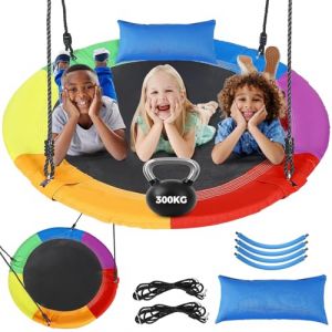 Lischwert Balançoire nid d'oiseau avec coussin, balançoire pour enfant avec corde réglable en hauteur de 120 à 177 cm, capacité de charge jusqu'à 300 kg, balançoire pour l'intérieur et l'extérieur (sjwndw, neuf)