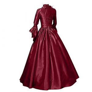 2024 Robe R&eacute;tro M&eacute;di&eacute;vale Femme Grande Taille Manches Trompette Robe Reine Femmes Victorienne M&eacute;di&eacute;vale Renaissance Gothique Maxi Robe Vintage Adulte Deguisement Carnaval Halloween Cosplay F&ecirc;te (⭐⭐⭐⭐⭐AEGJEGVD⭐⭐⭐⭐⭐, neuf)