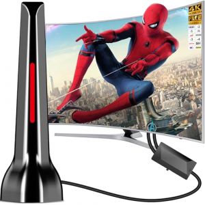 Antenne TV int&eacute;rieur TNT HD Puissante - Antenne TV Int&eacute;rieur Puissante TNT HD 2025,avec Base magn&eacute;tique, Compatible avec Portable 4K 1080P avec amplificateur de Signal (DTB TECH, neuf)