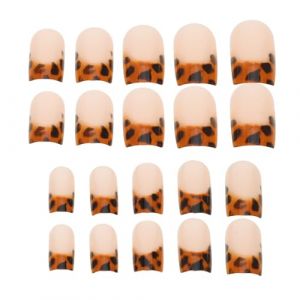 Hohopeti Lot de 24 Faux Ongles &agrave; Pression L&eacute;opard Capsules d'Ongles Amande &agrave; Couverture Compl&egrave;te Manucure French Autocollante pour Femmes Extensions D&eacute;tachables pour Usage Quotidien (Orcchid, neuf)