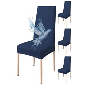 Poligino Housse de Chaise 4 pièces Imperméables, Housse de Chaise Salle à Manger, Housse Chaise Extensible, Universel, Facile à Installer, Facile à Nettoyer (Bleu,4 pièces) (Trame Italiane, neuf)